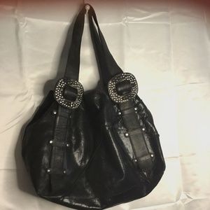 Steven By Steven Madden, Black Large Leather Satchel Bag